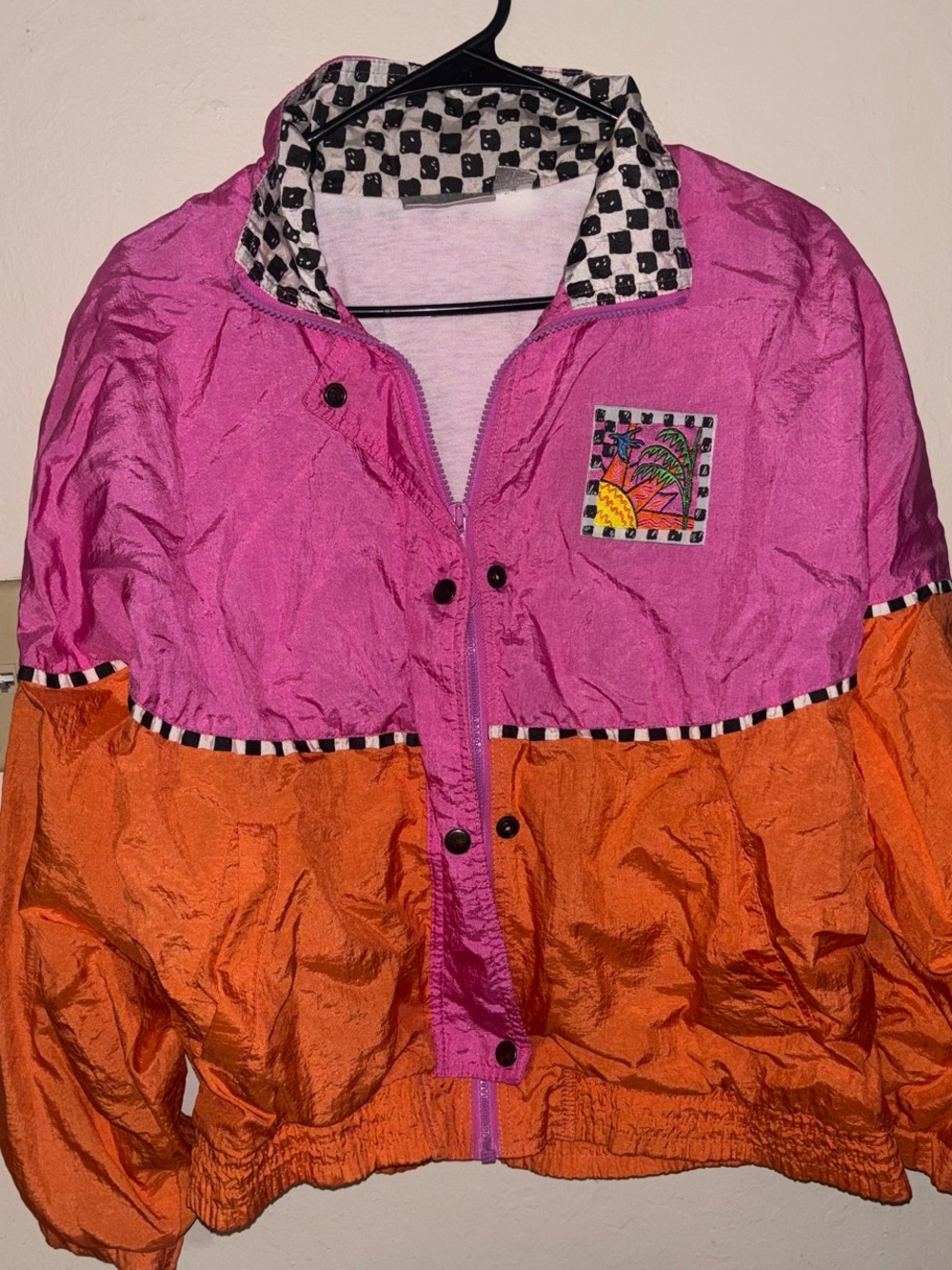 Van Heusen Pink and Orange Colorblock Bomber Jacket
